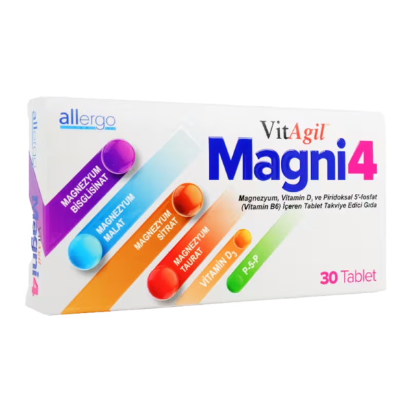 Vitagil Magni4 Magnezyum Vitamin D3 P5P 30 Tablet